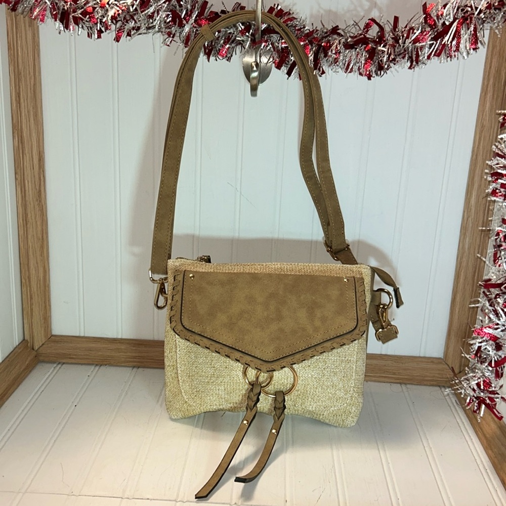 VR NYC Crossbody Bag with suede accents.